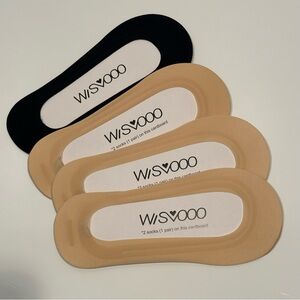 NWT WISVOOO Nude beige/tan and black invisible no-show grippy socks, 4-pack